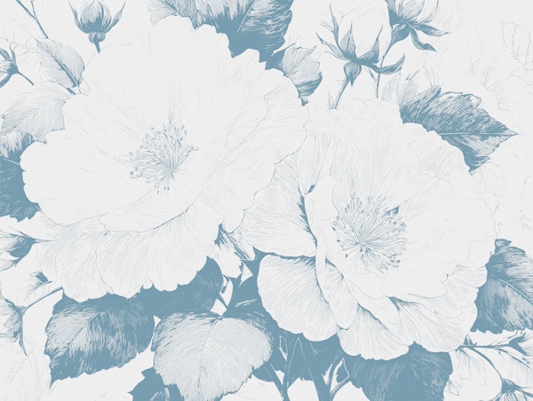 Dusty Blue Botanical Sketch