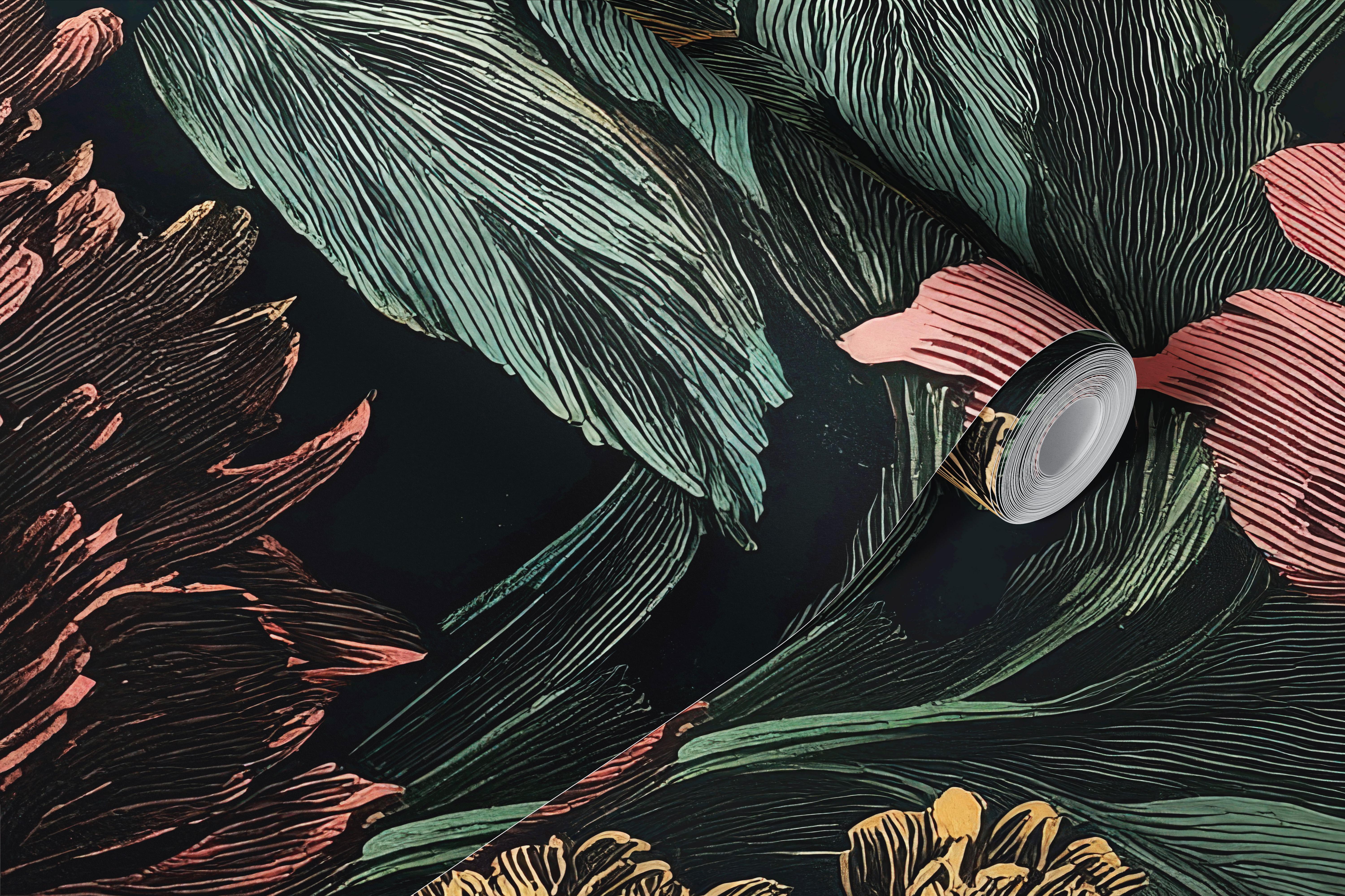 Dark Botanical Moody Elegance wallpaper in a room