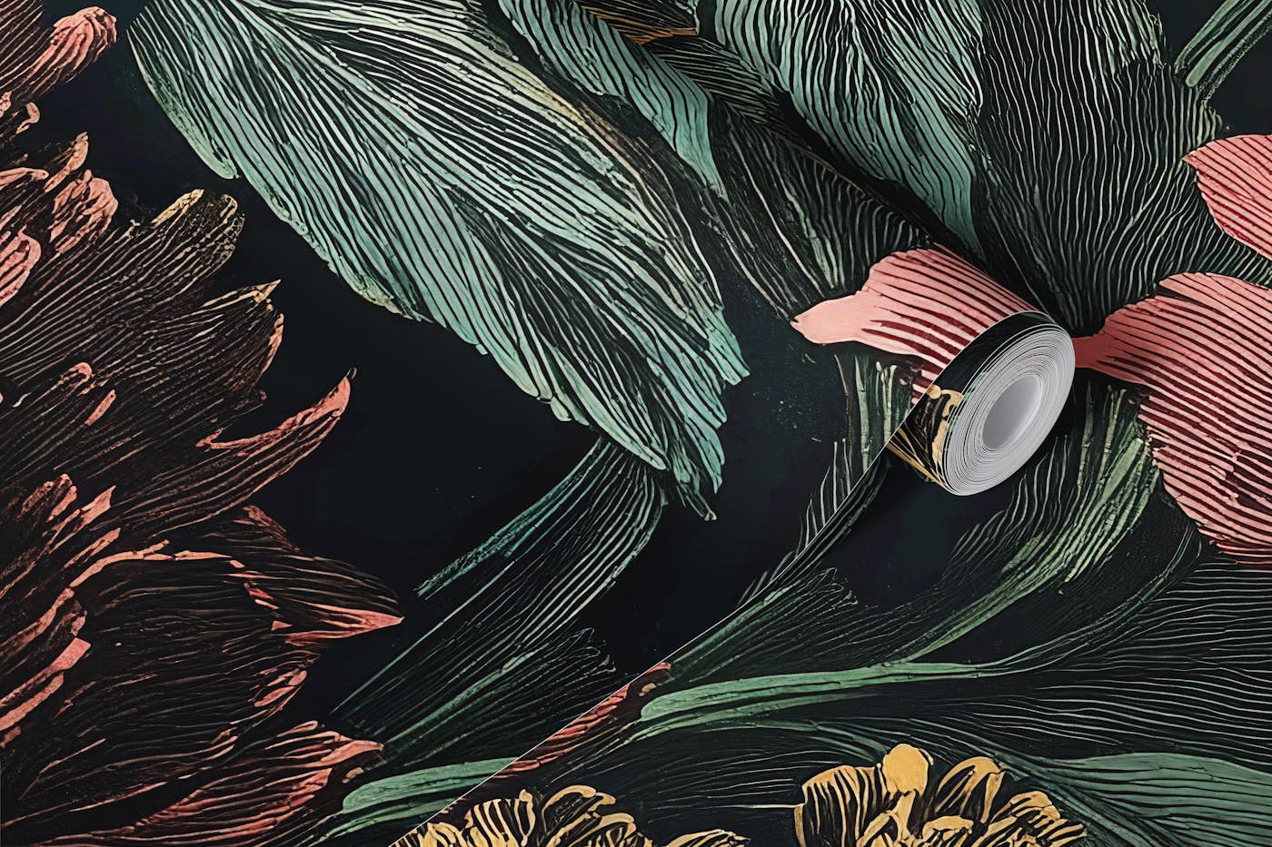 Dark Botanical Moody Elegance wallpaper roll