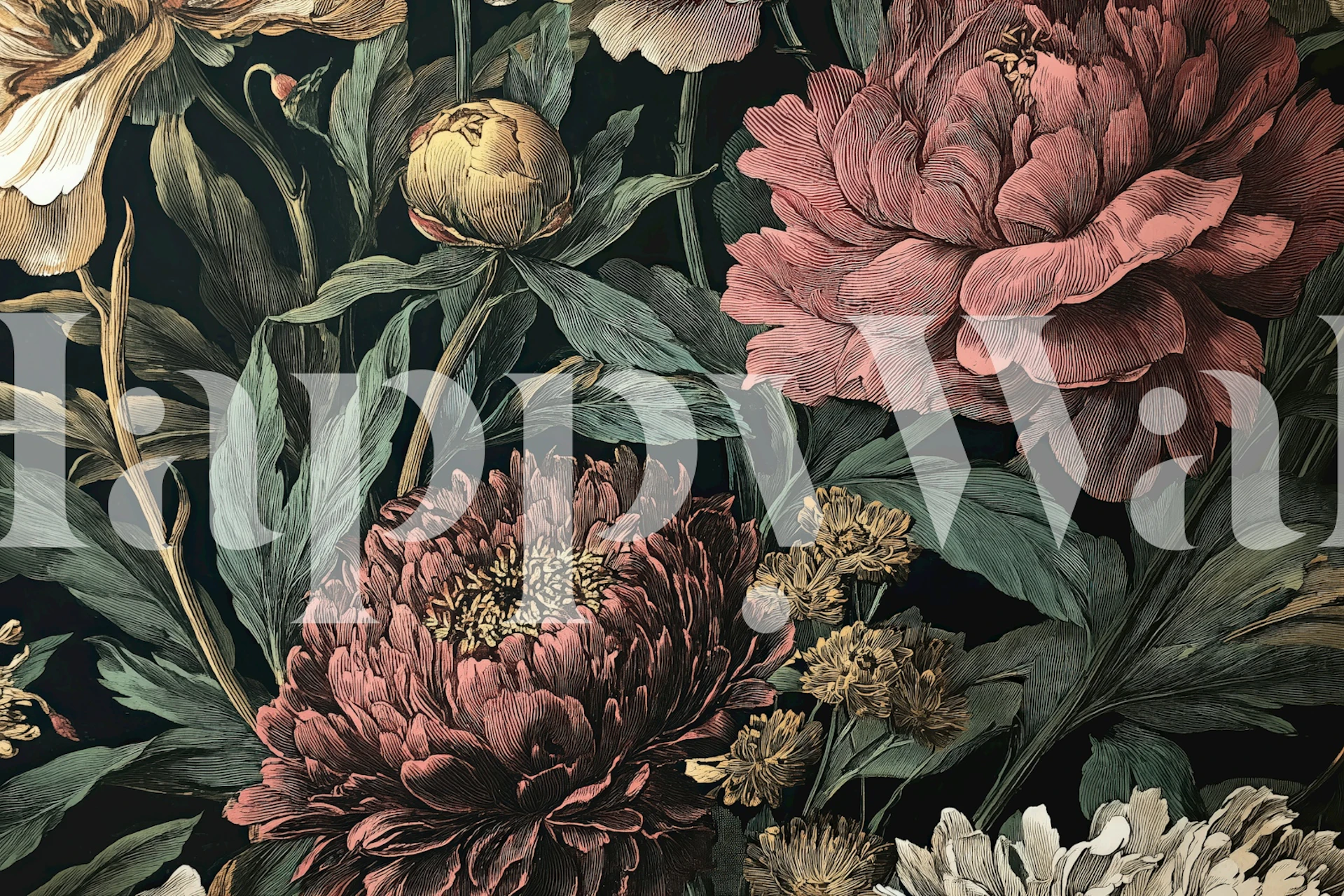 Dark Botanical Moody Elegance wallpaper in a room