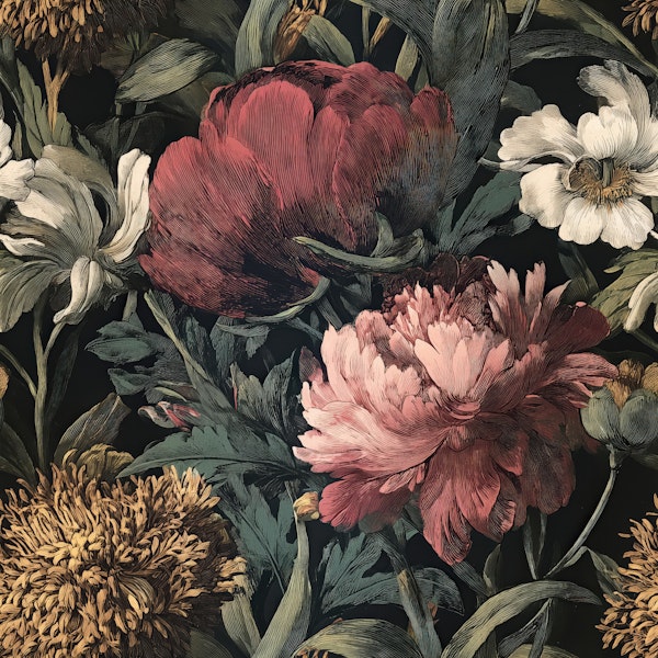 Dark Botanical Elegance - Pattern Version