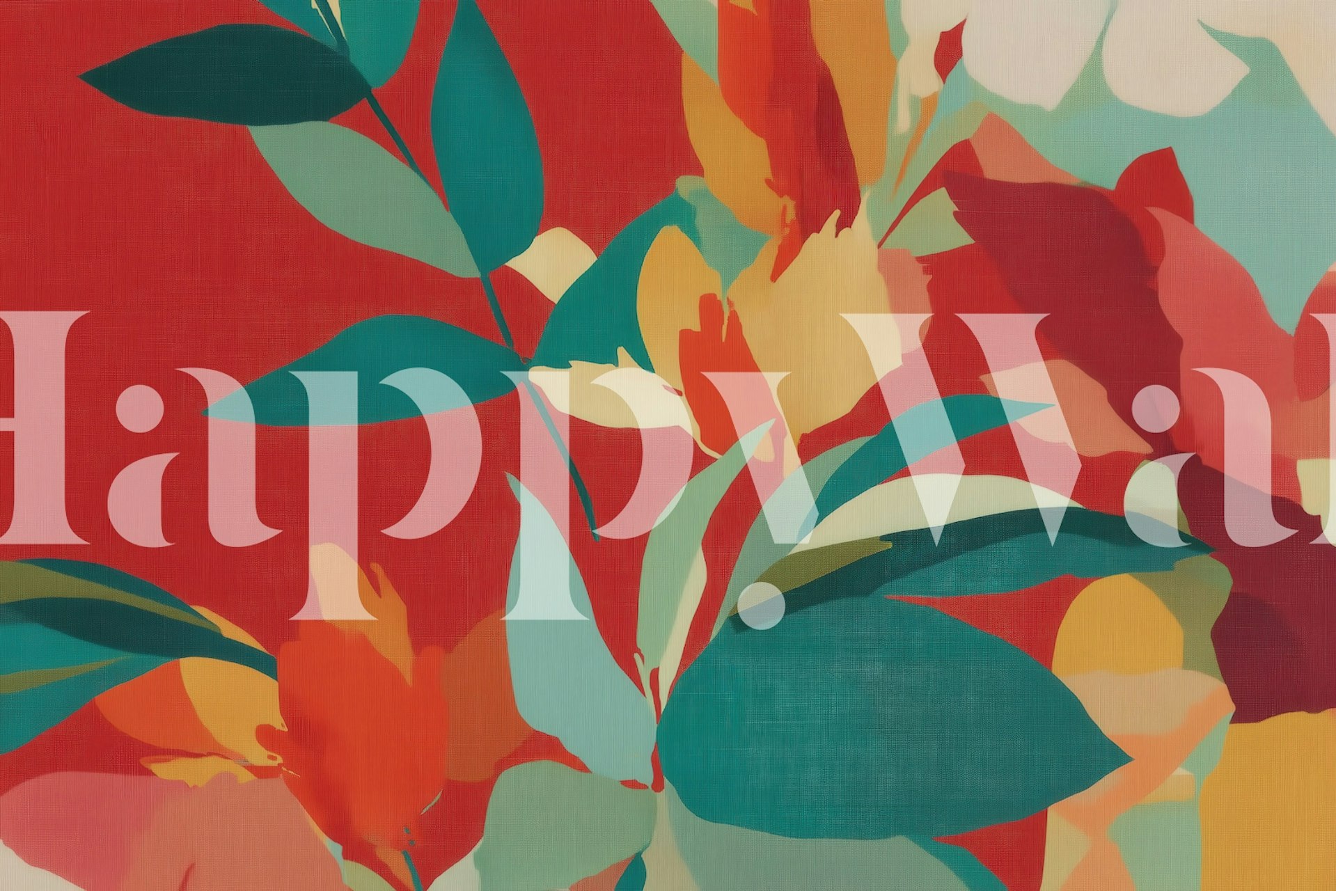 Bold abstract floral wallpaper displayed in a room