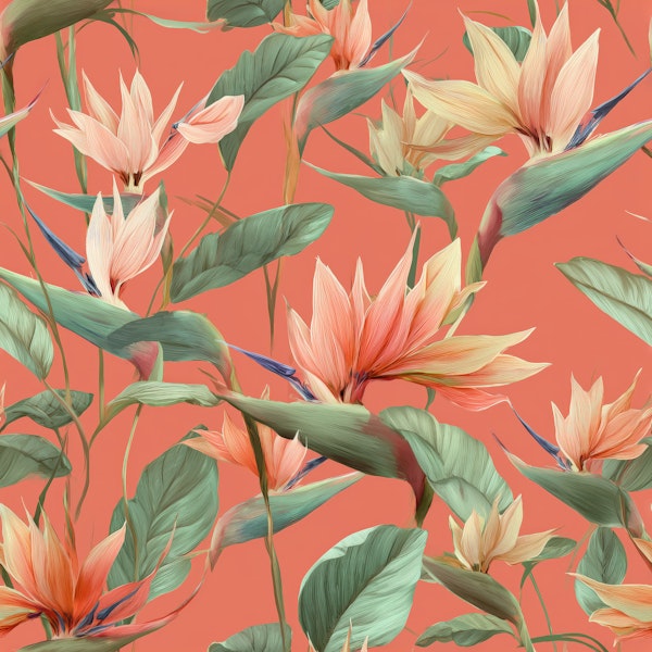 Soft Tropical Botanical Bloom - Pattern Versi