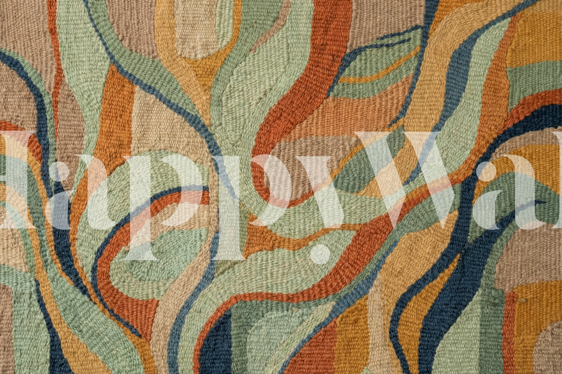 Abstract Woven Waves wallpaper in a room