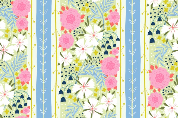 Delicate Spring floral stripes