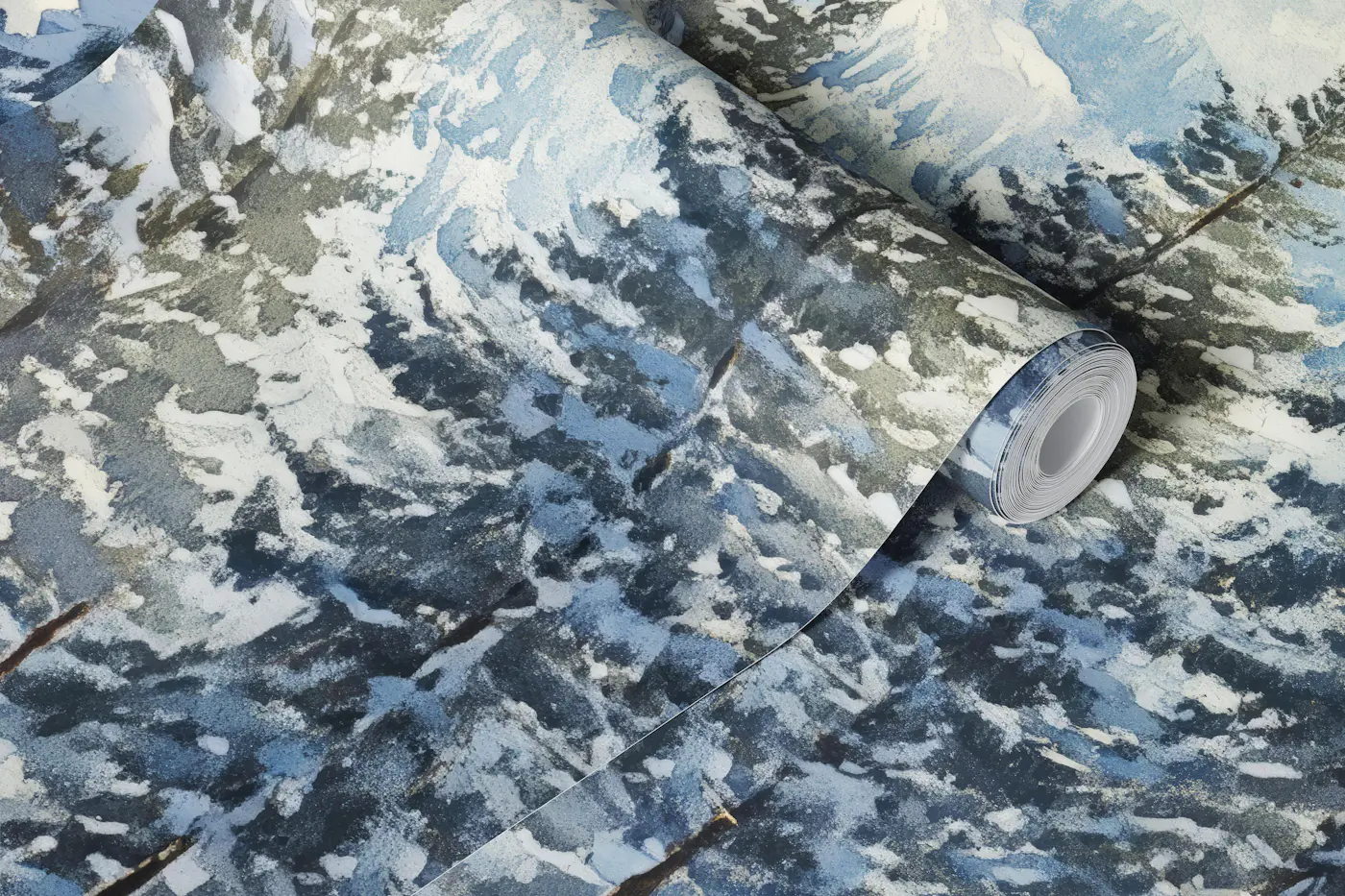 Snowy Pine Forest Trail wallpaper roll