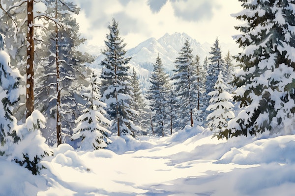 Snowy Pine Forest Trail