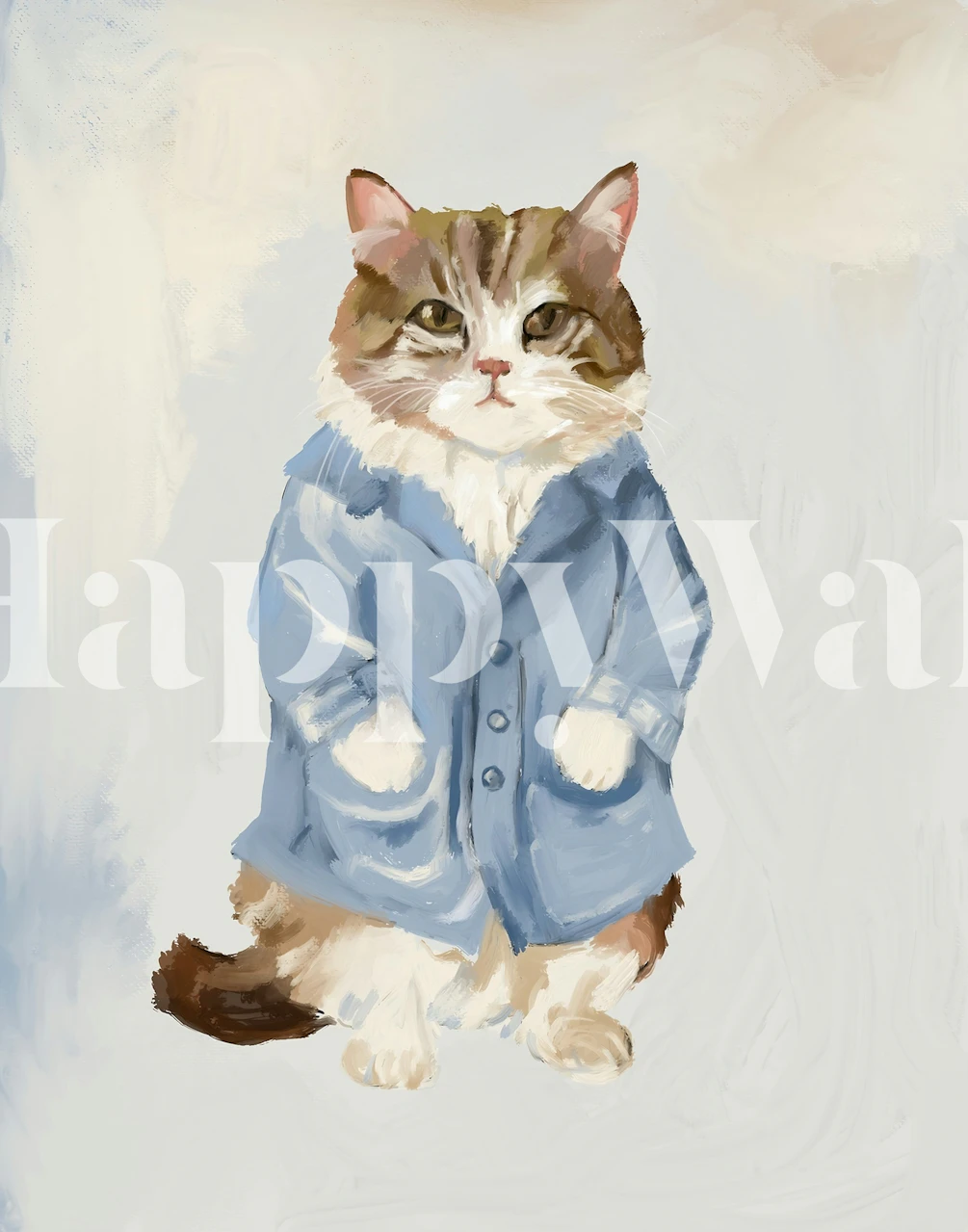 Dapper tabby cat wallpaper in a room