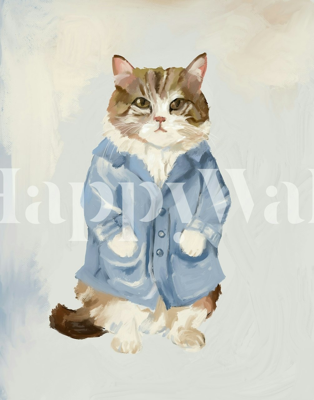 Dapper tabby cat wallpaper in a room