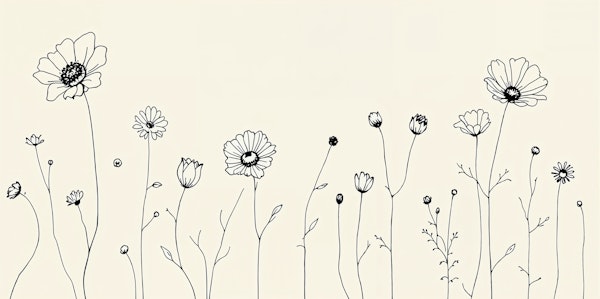 Minimal Wildflower Line Art