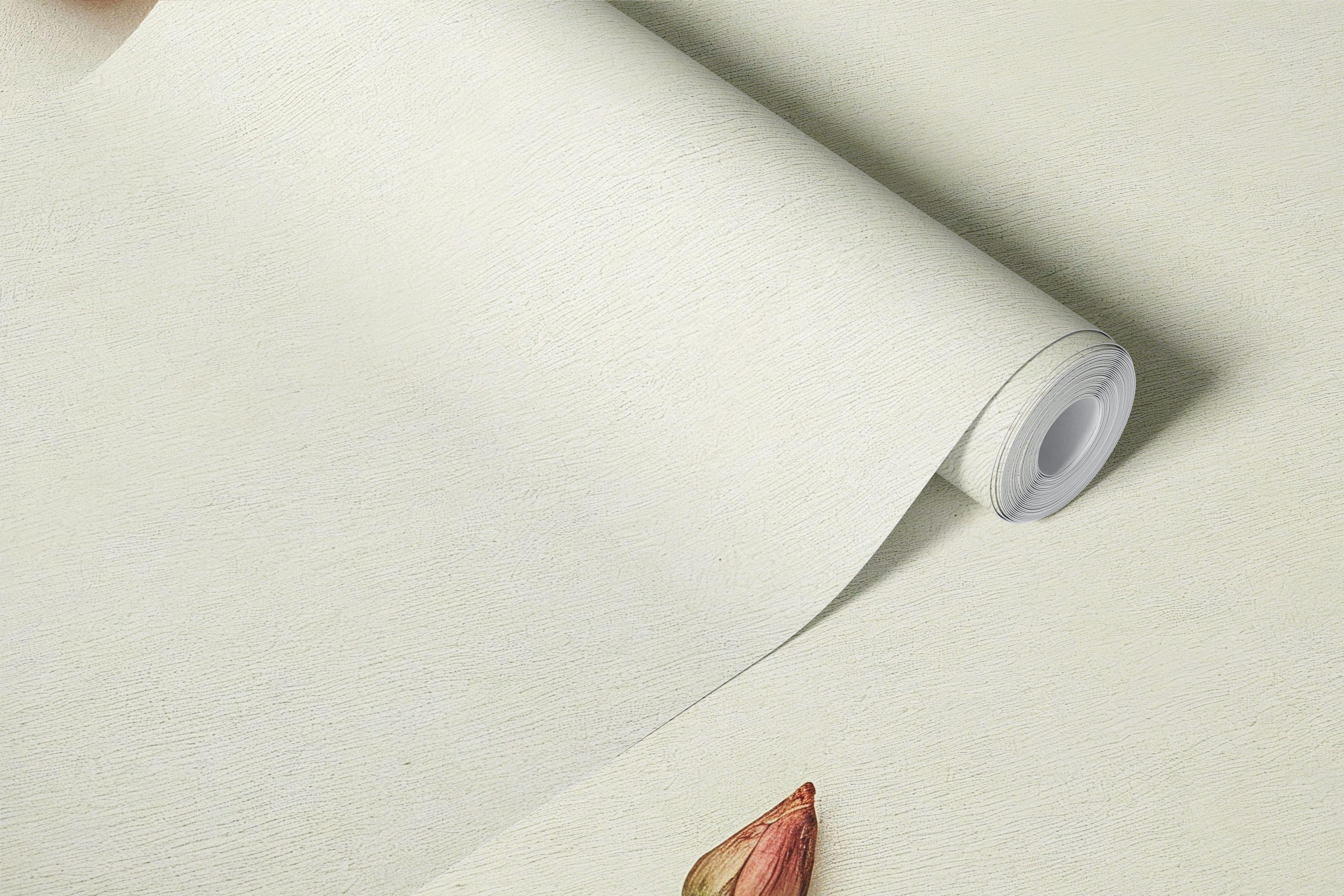 Soft botanical flowers wallpaper in a room