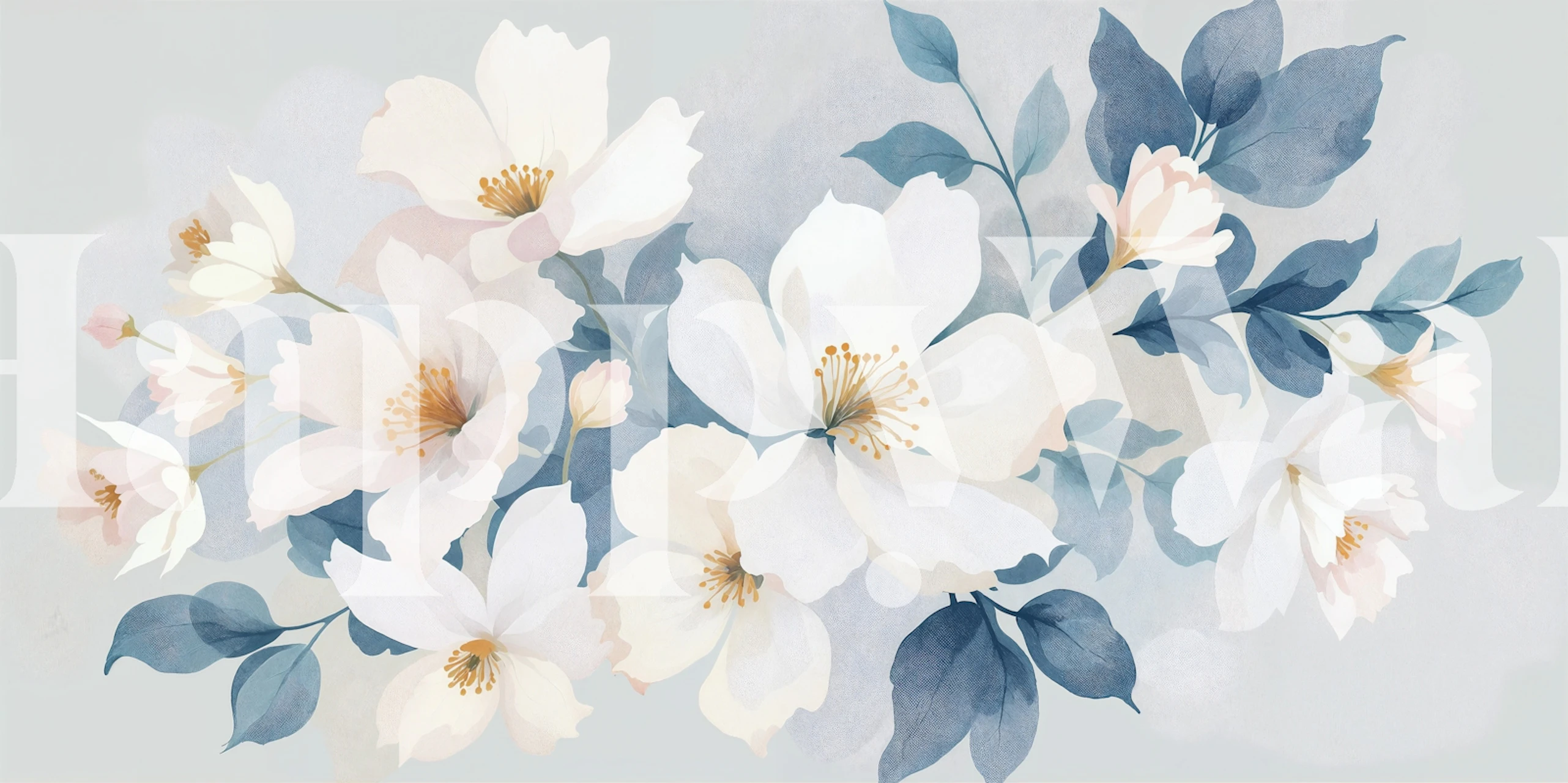 White floral wallpaper in a serene room