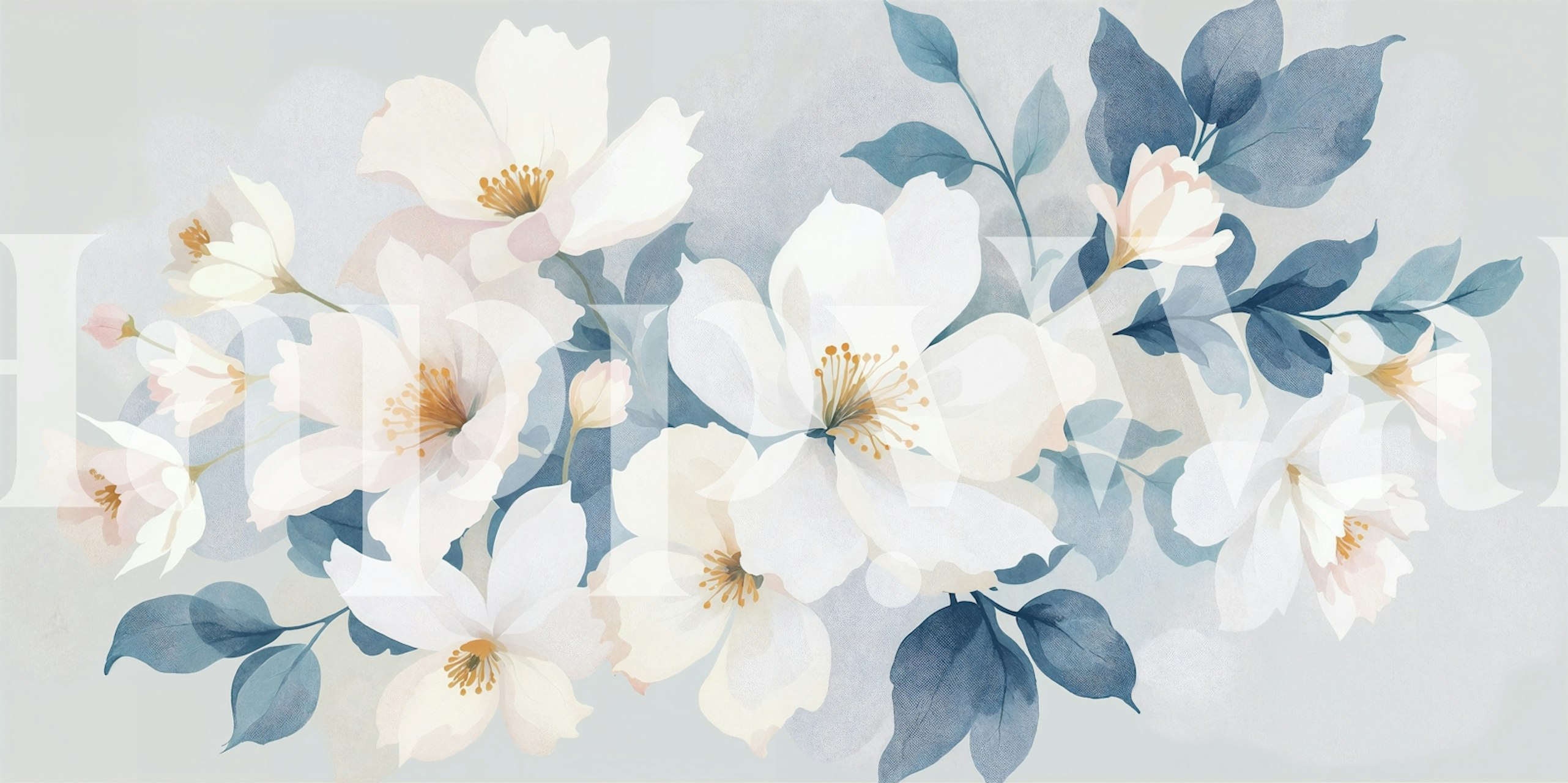 White floral wallpaper in a serene room