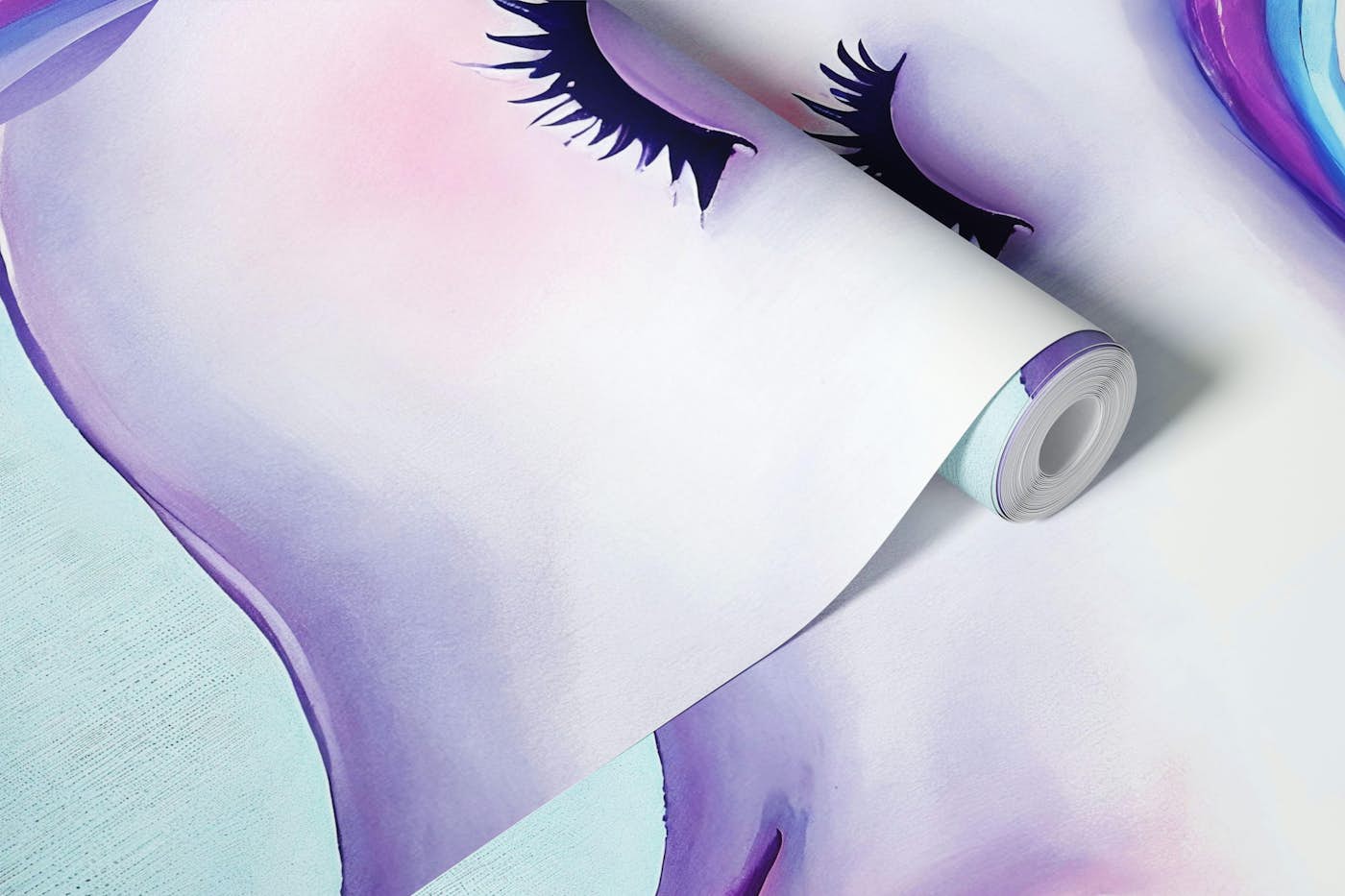 Sleeping Unicorn in Rainbow Clouds wallpaper roll