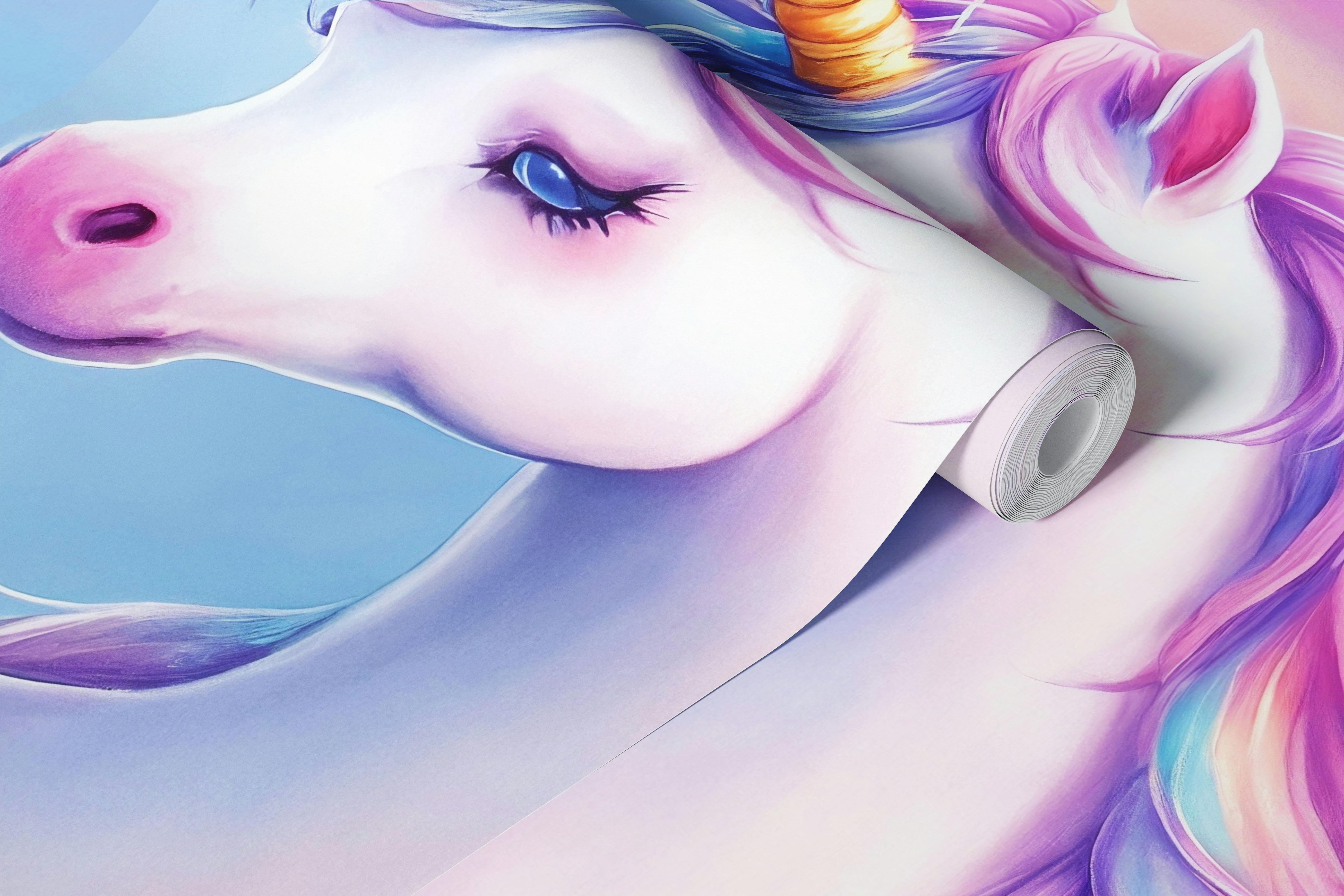 Träumende Unicorn-Tapete in einem hellen Raum