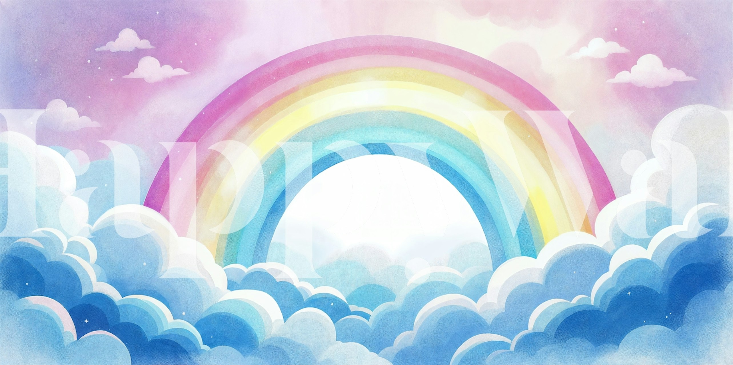 Watercolor Rainbow Clouds tapet i et rum