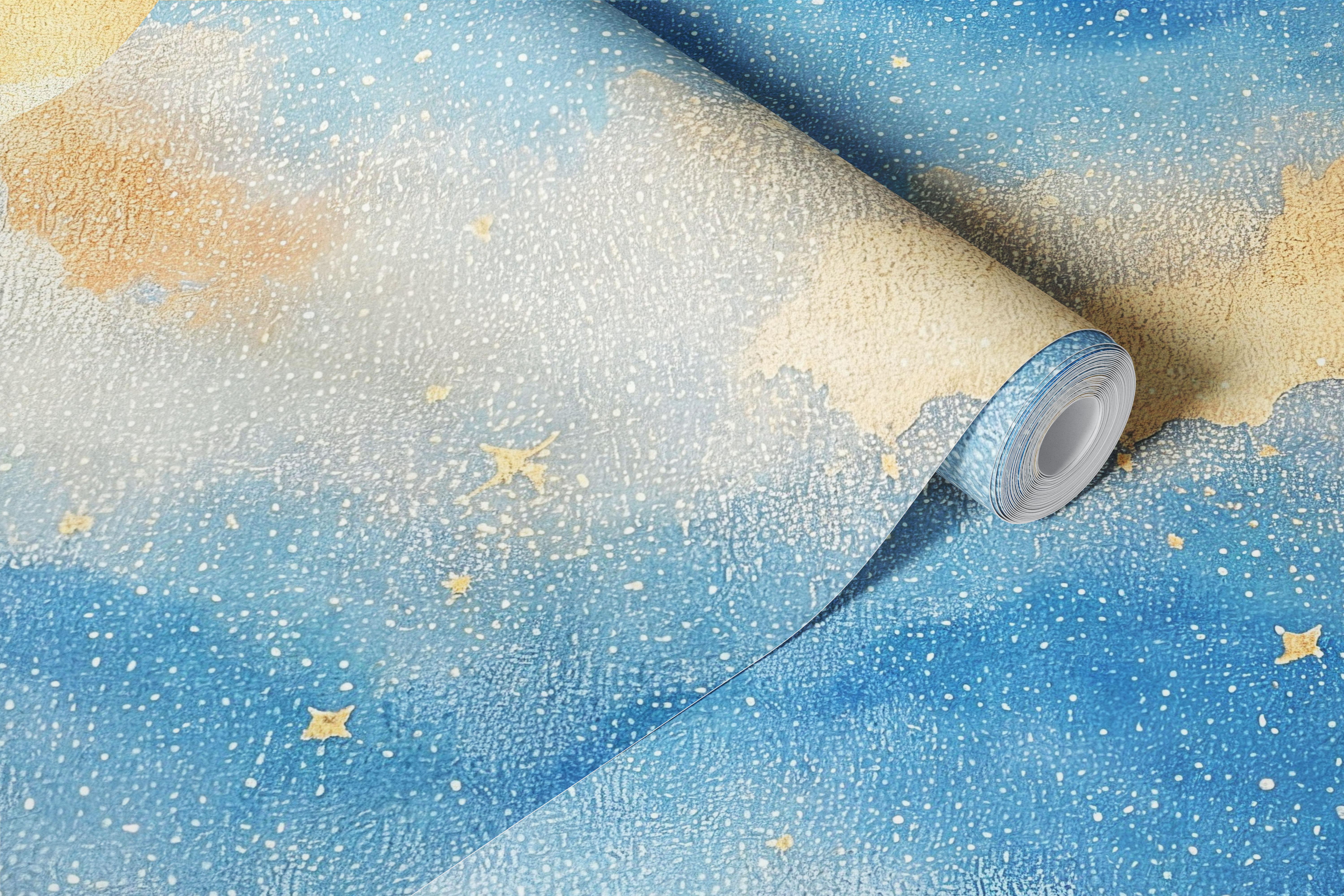 Moonlit sky wallpaper in a bedroom setting