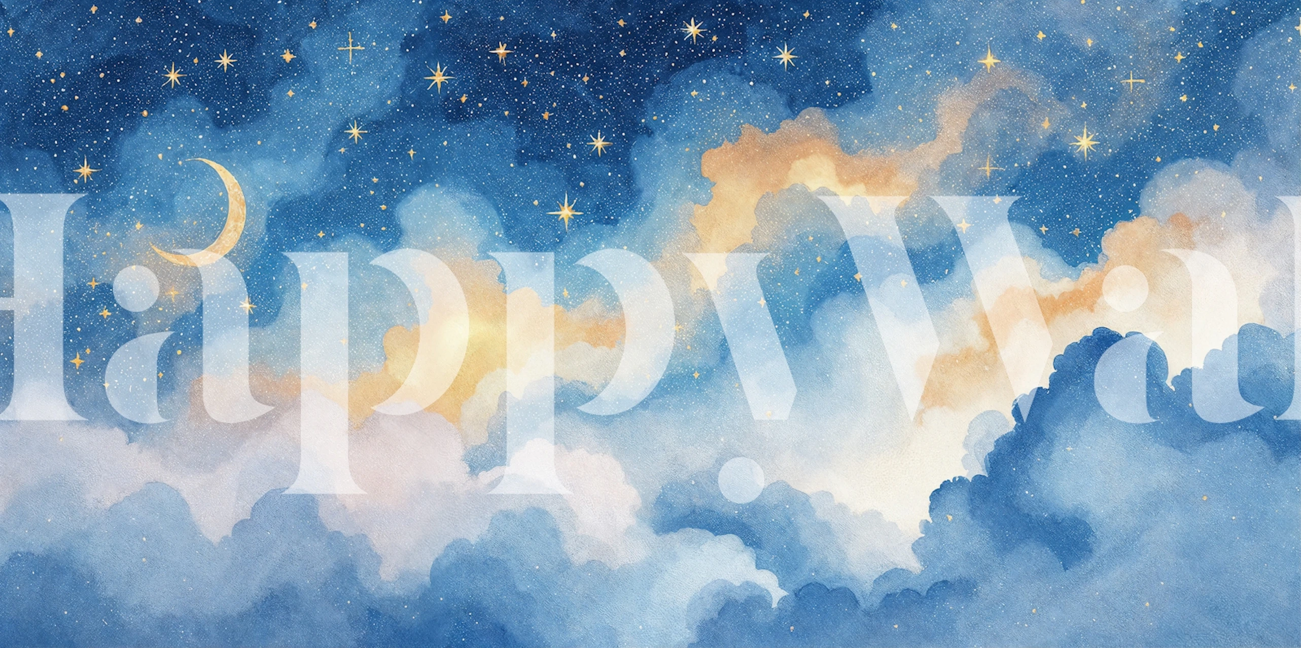 Moonlit sky wallpaper in a bedroom setting