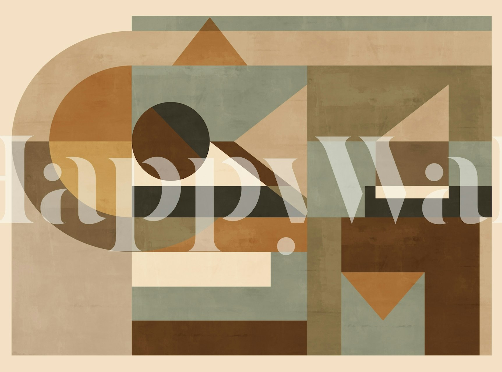 Retro earth tone geometric wallpaper in a room