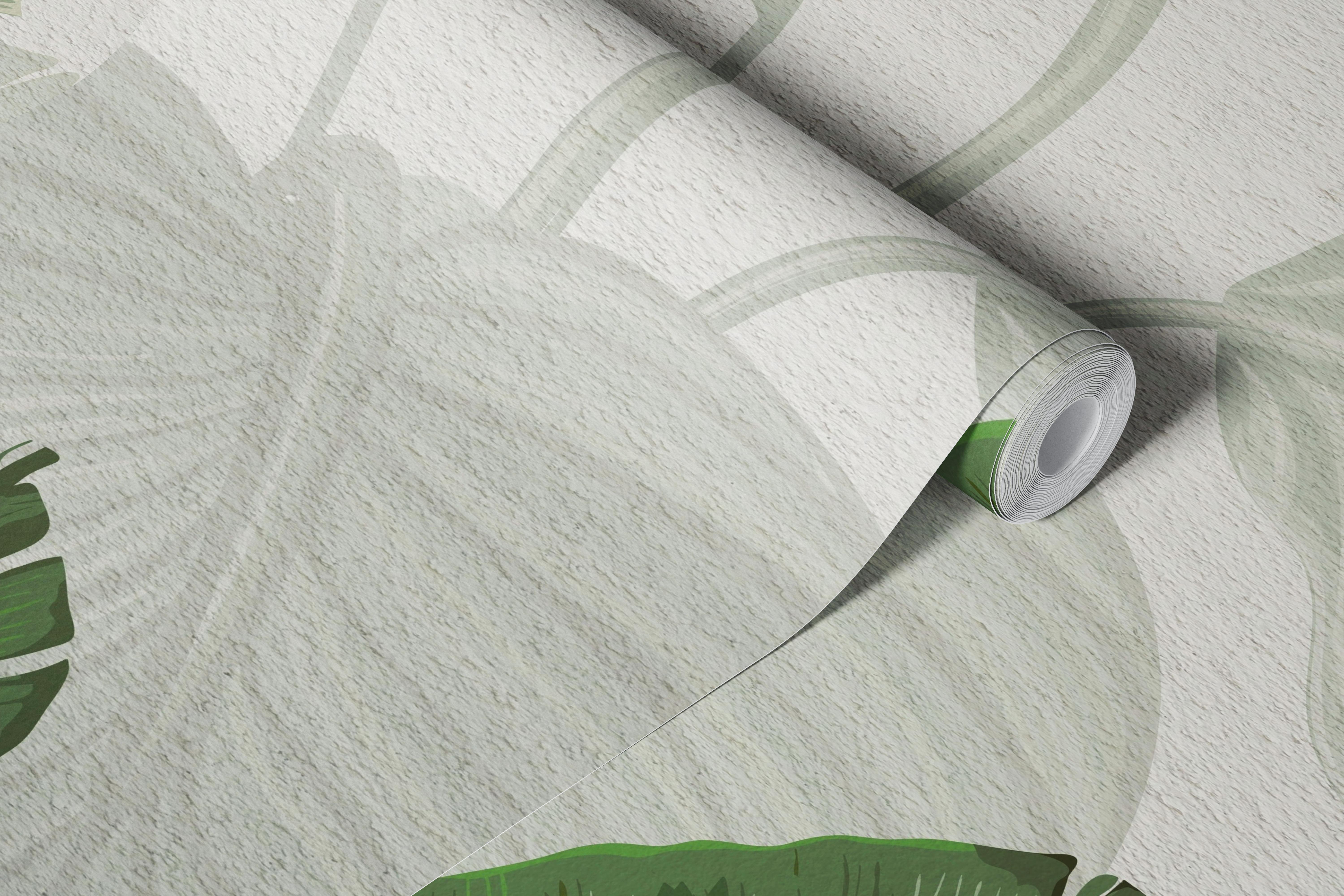 Tropical Flamingo Oasis wallpaper in a room