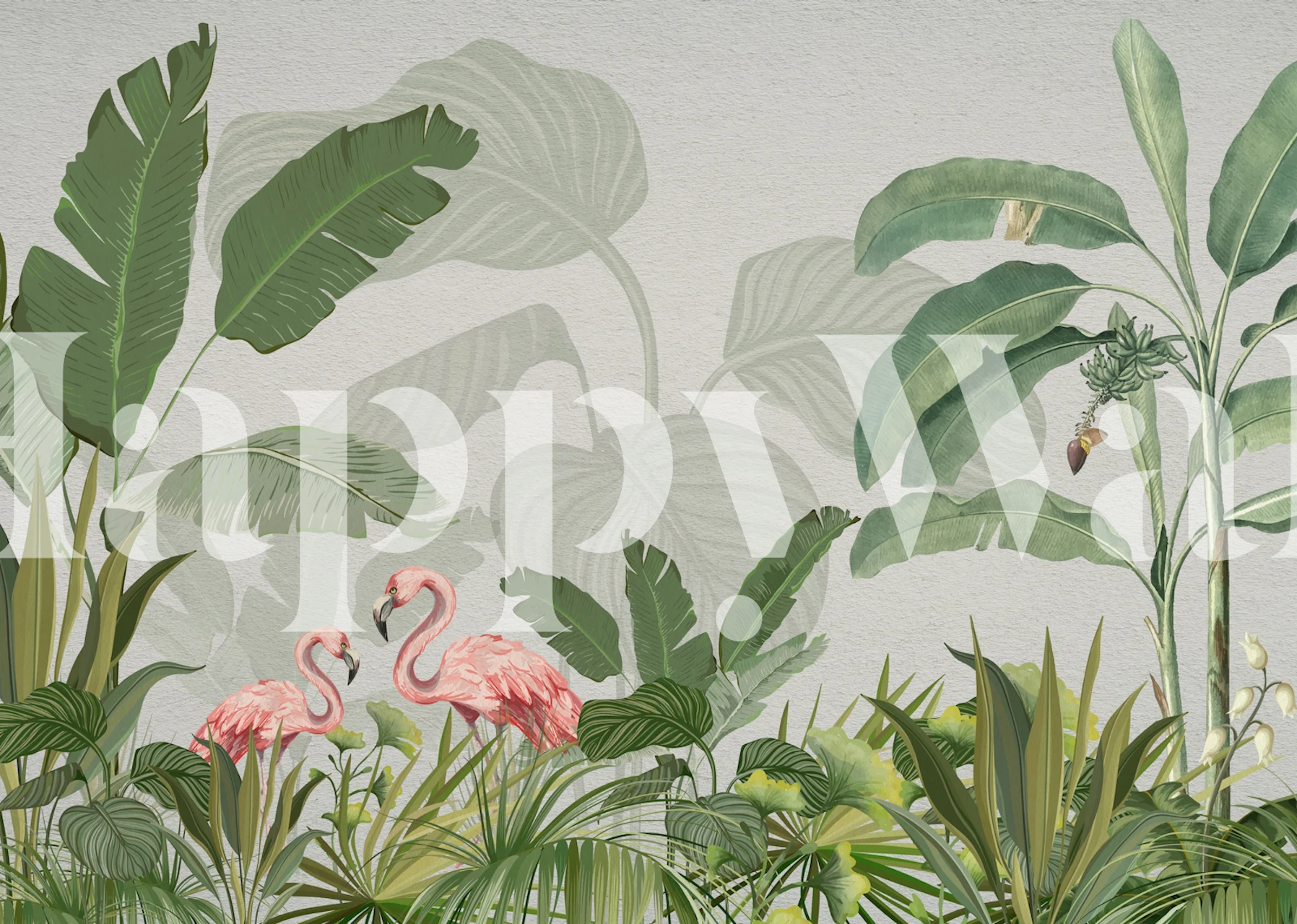 Tropical Flamingo Oasis wallpaper in a room