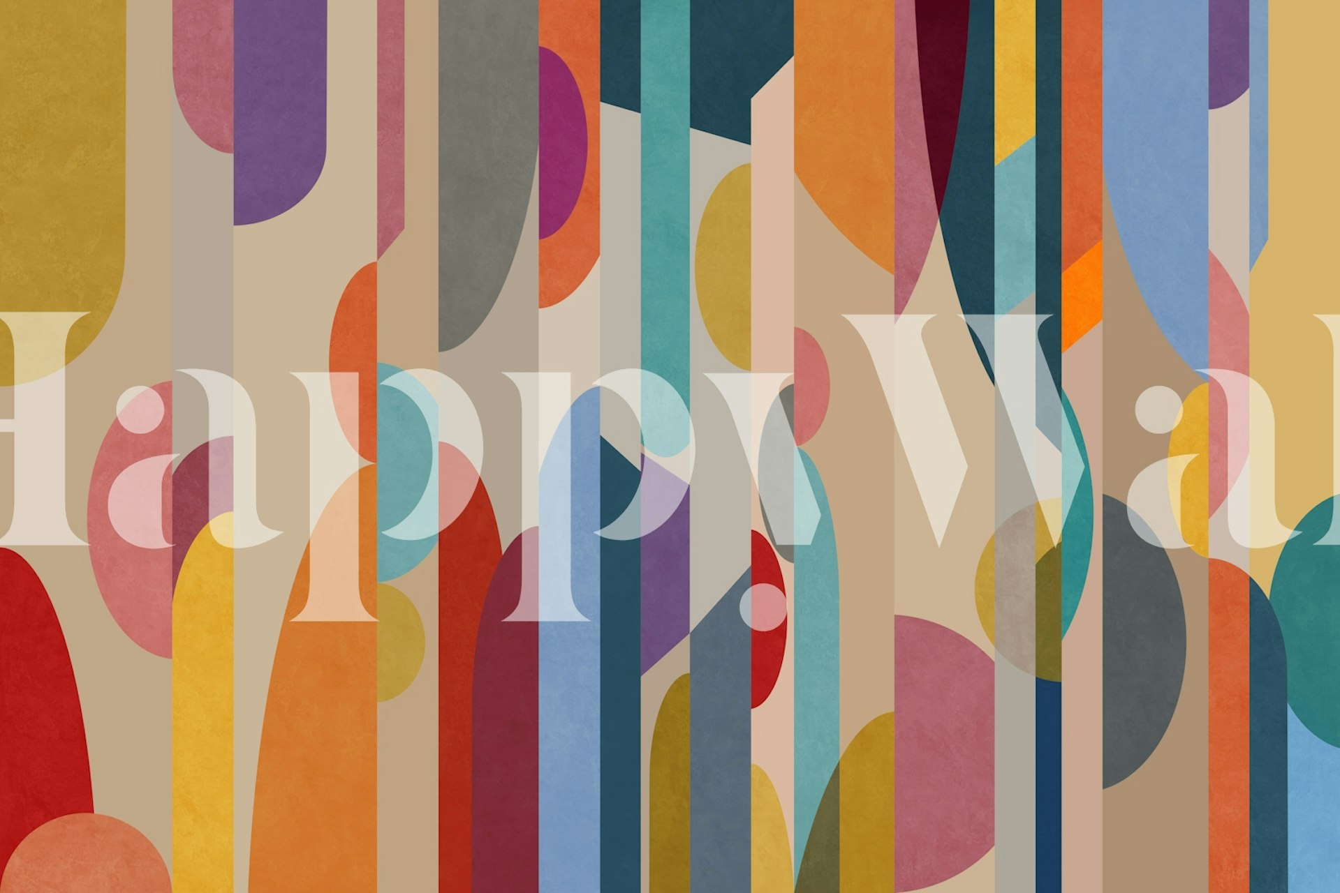 Mid Century Geometric Columns behang in een kamer