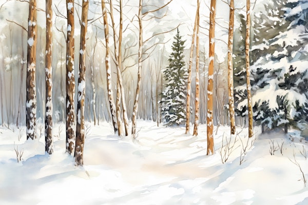 Serene Winter Forest Scene