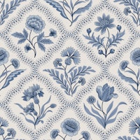 Blue Delft Floral Lattice wallpaper