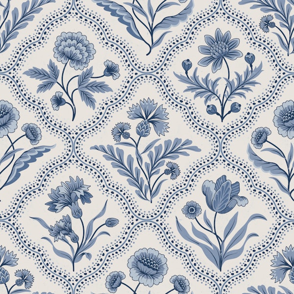 Blue Delft Floral Lattice