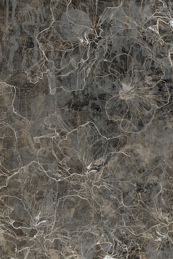 Vintage Gray Botanical Etching