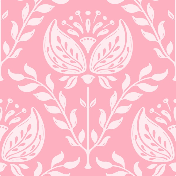 Bella- Scandinavian Folk Floral - Pinks