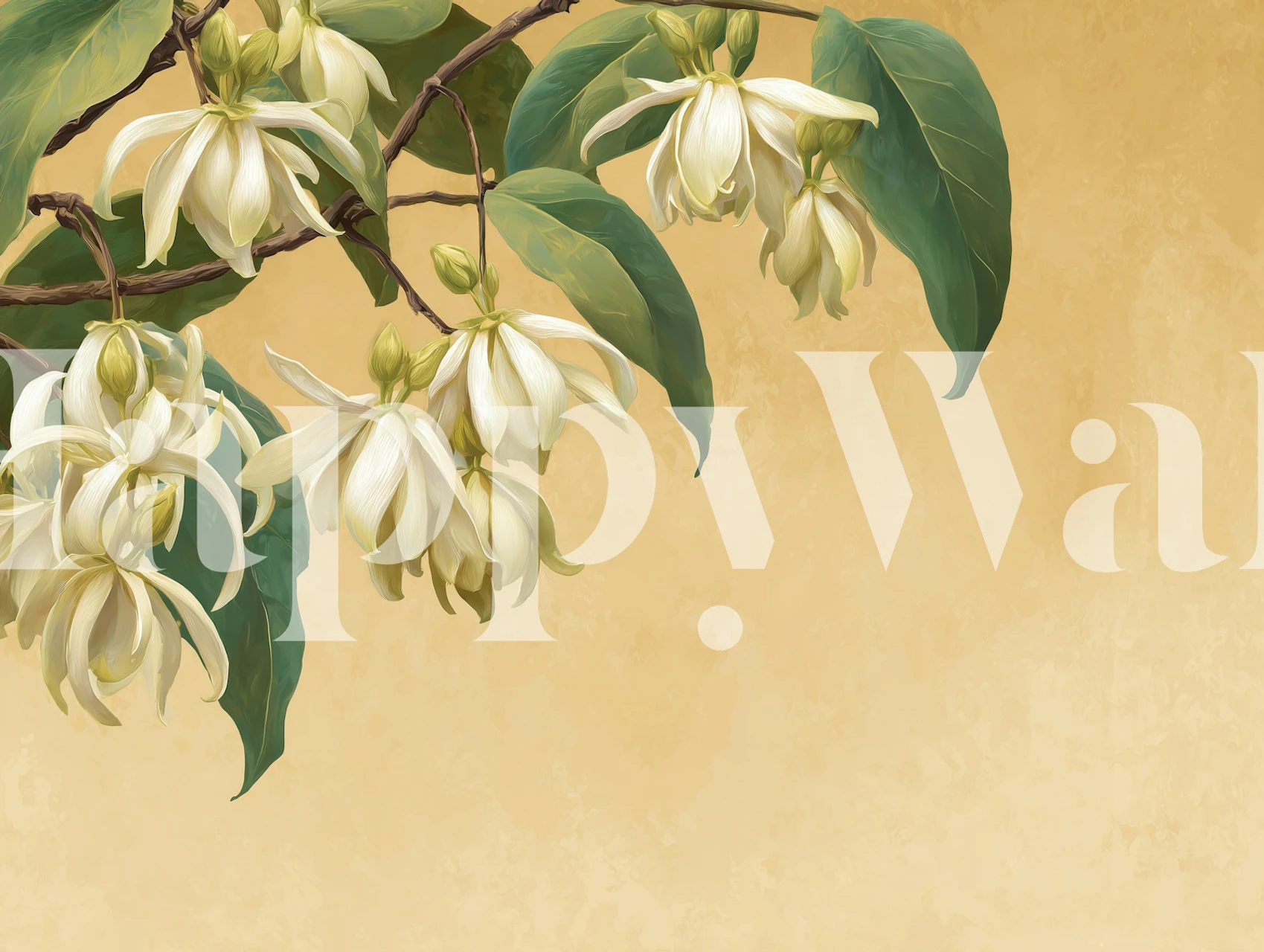 Ylang ylang floral wallpaper in a warm room