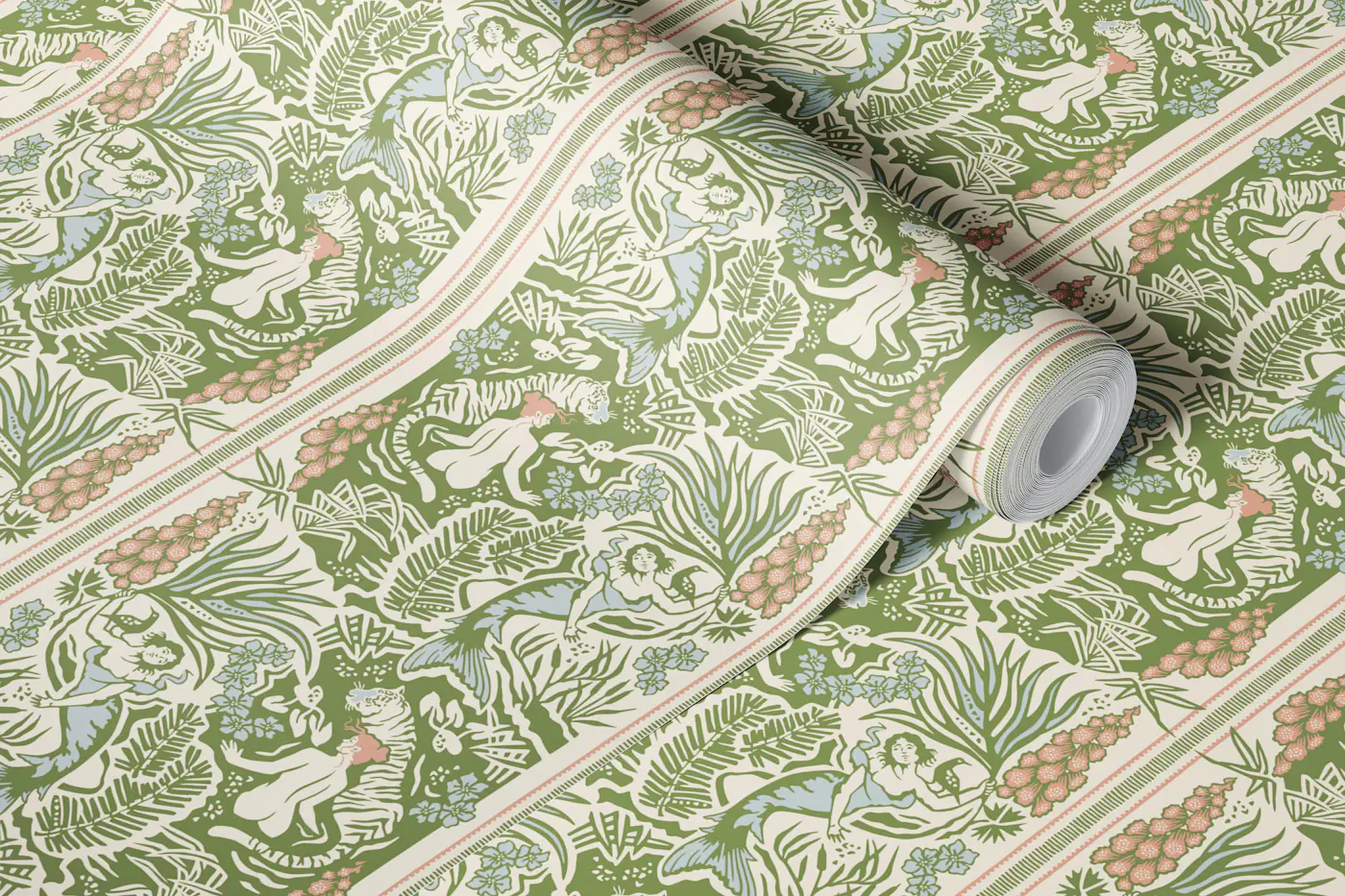 Paradise - green - small scale wallpaper roll