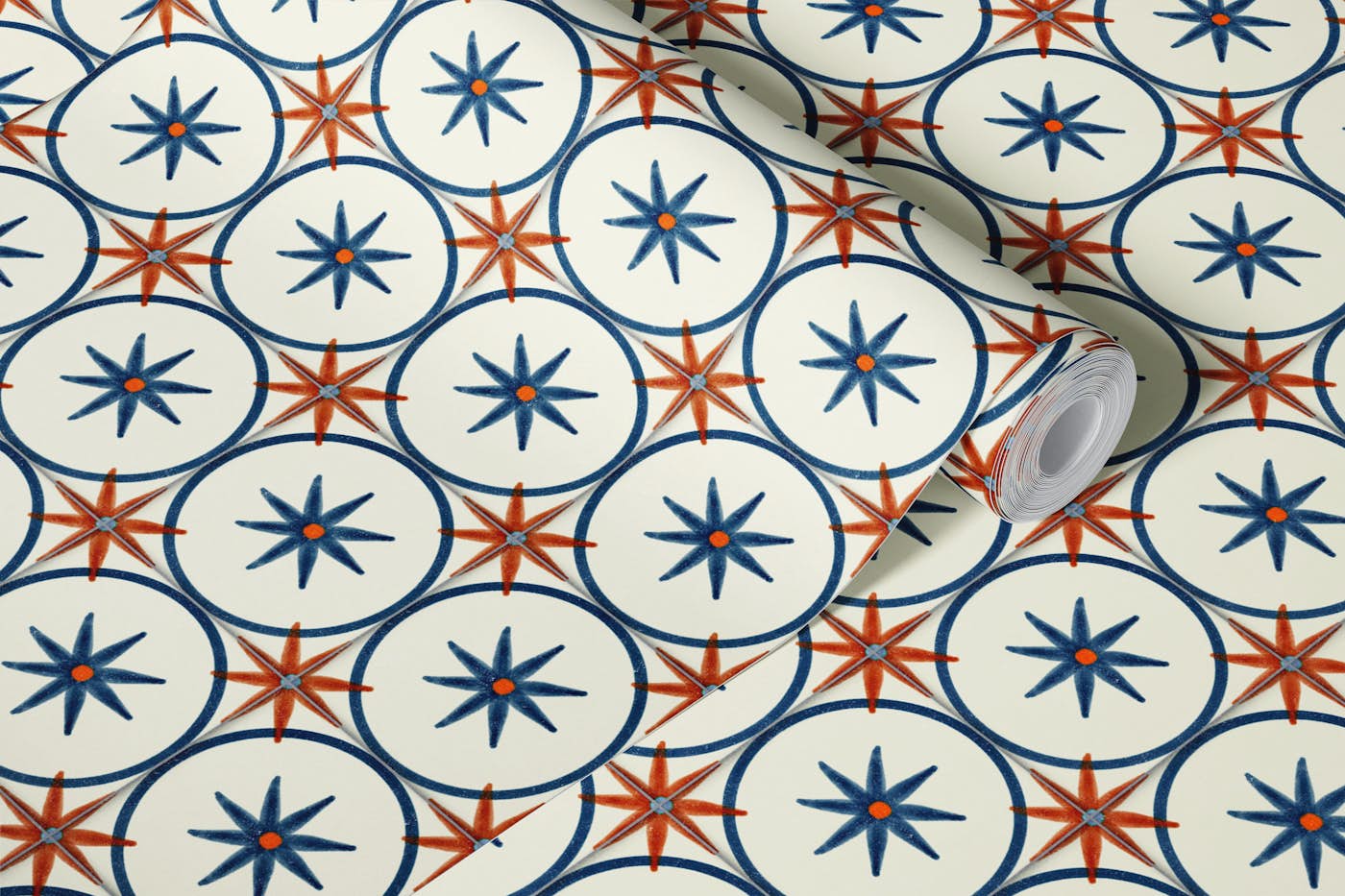 Farmhouse Timeless Backsplash Blue wallpaper roll