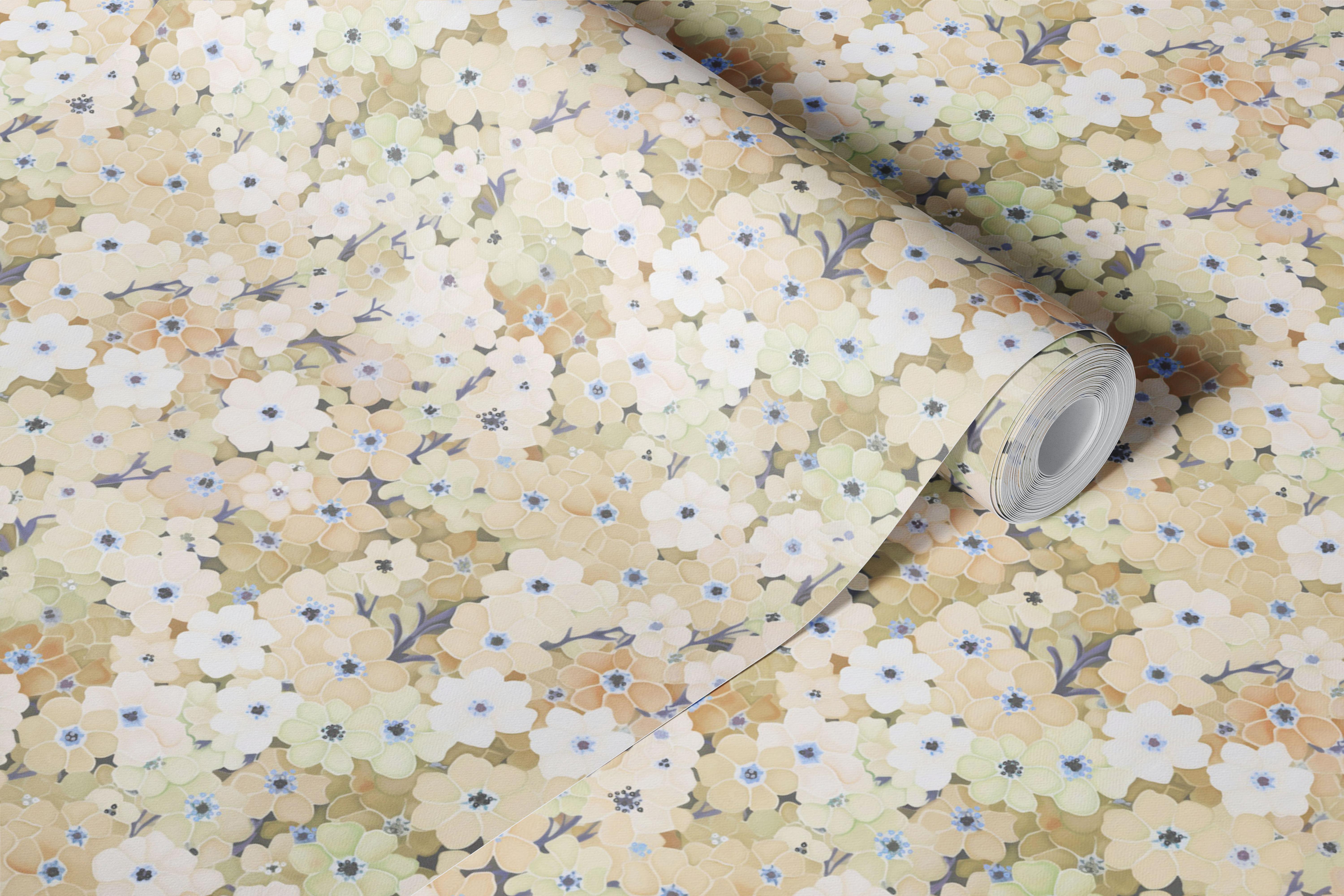 Floral wallpaper in a cozy room setting