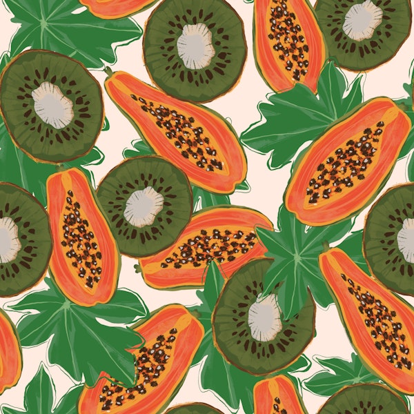 Juicy Papaya Kiwi Slices