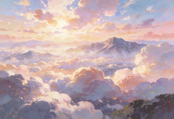 Golden Dawn Over Misty Peaks