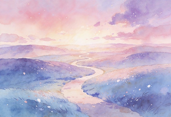 Soft Pink Sky Serene Hills