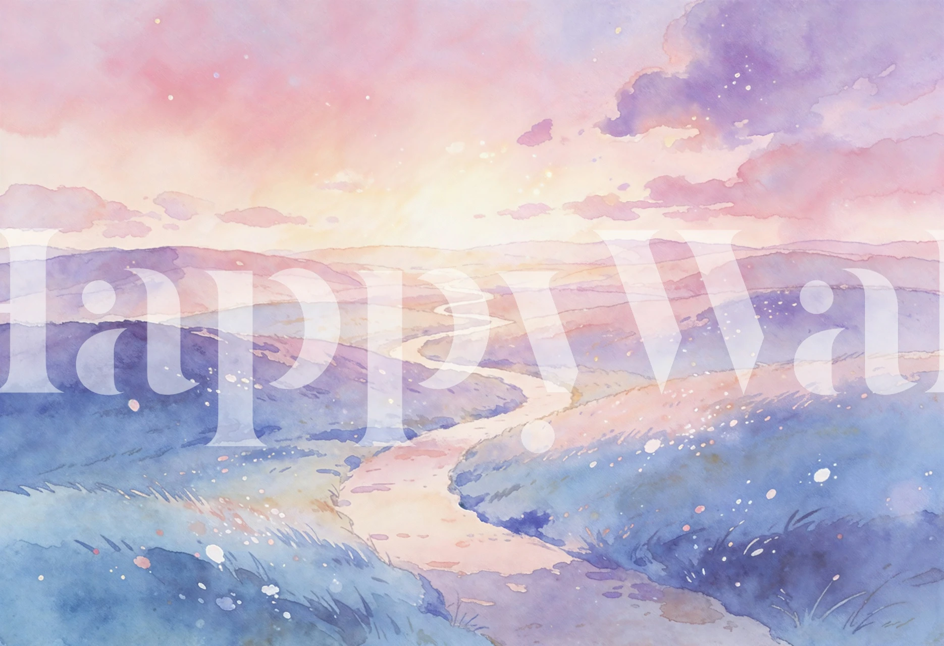 Soft Pink Sky Serene Hills wallpaper