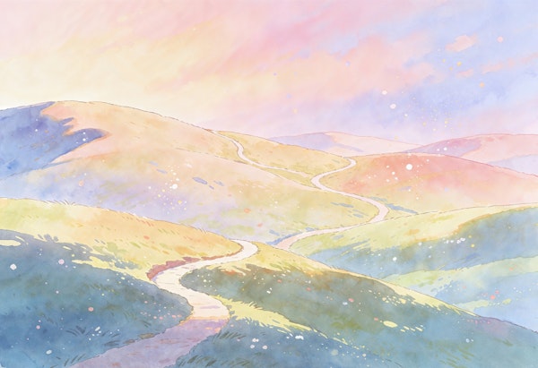 Pastel Hills Winding Path
