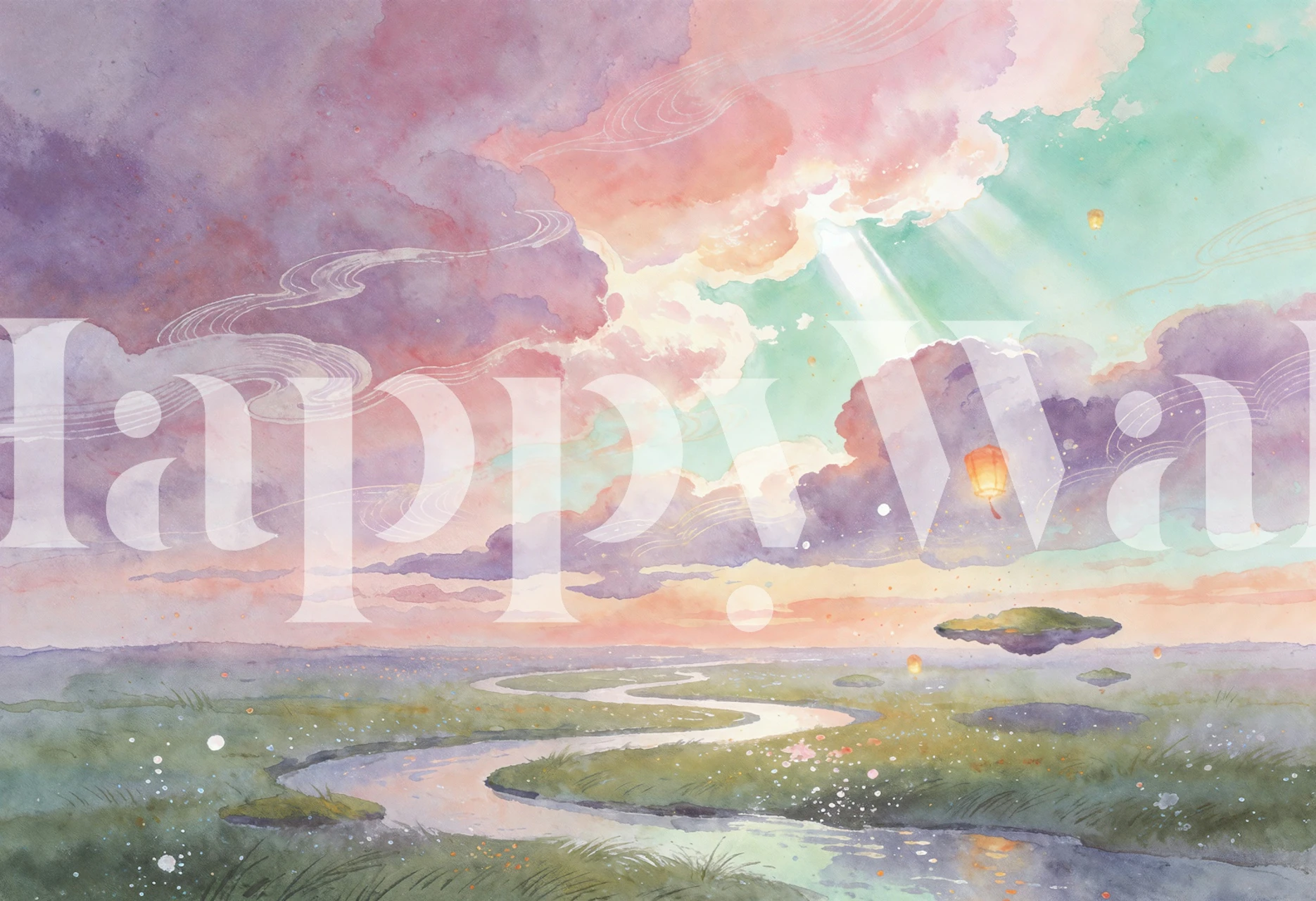 Pastel Dreamscape Sky wallpaper in a room