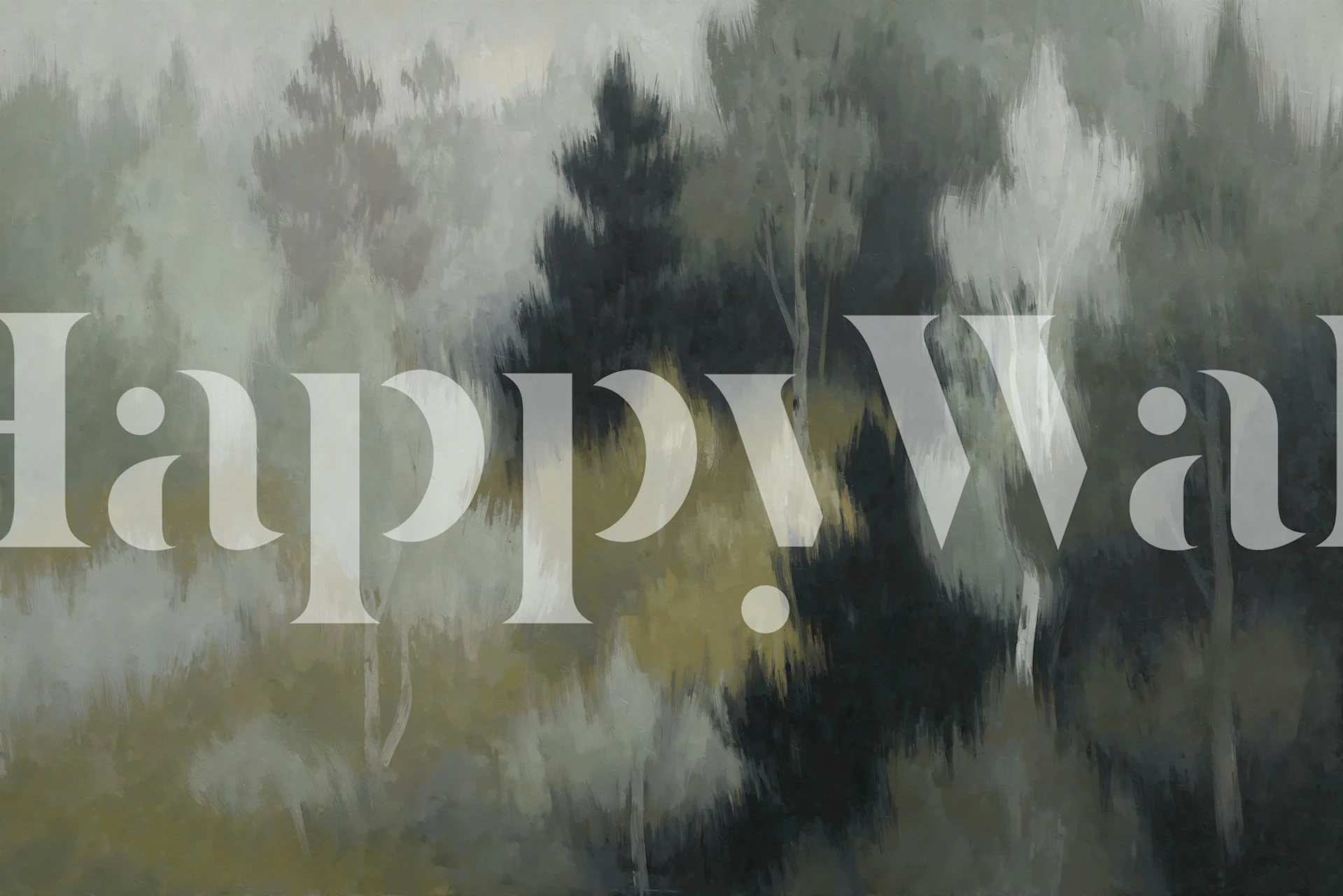 Moody abstract forest landscape wallpaper in a room