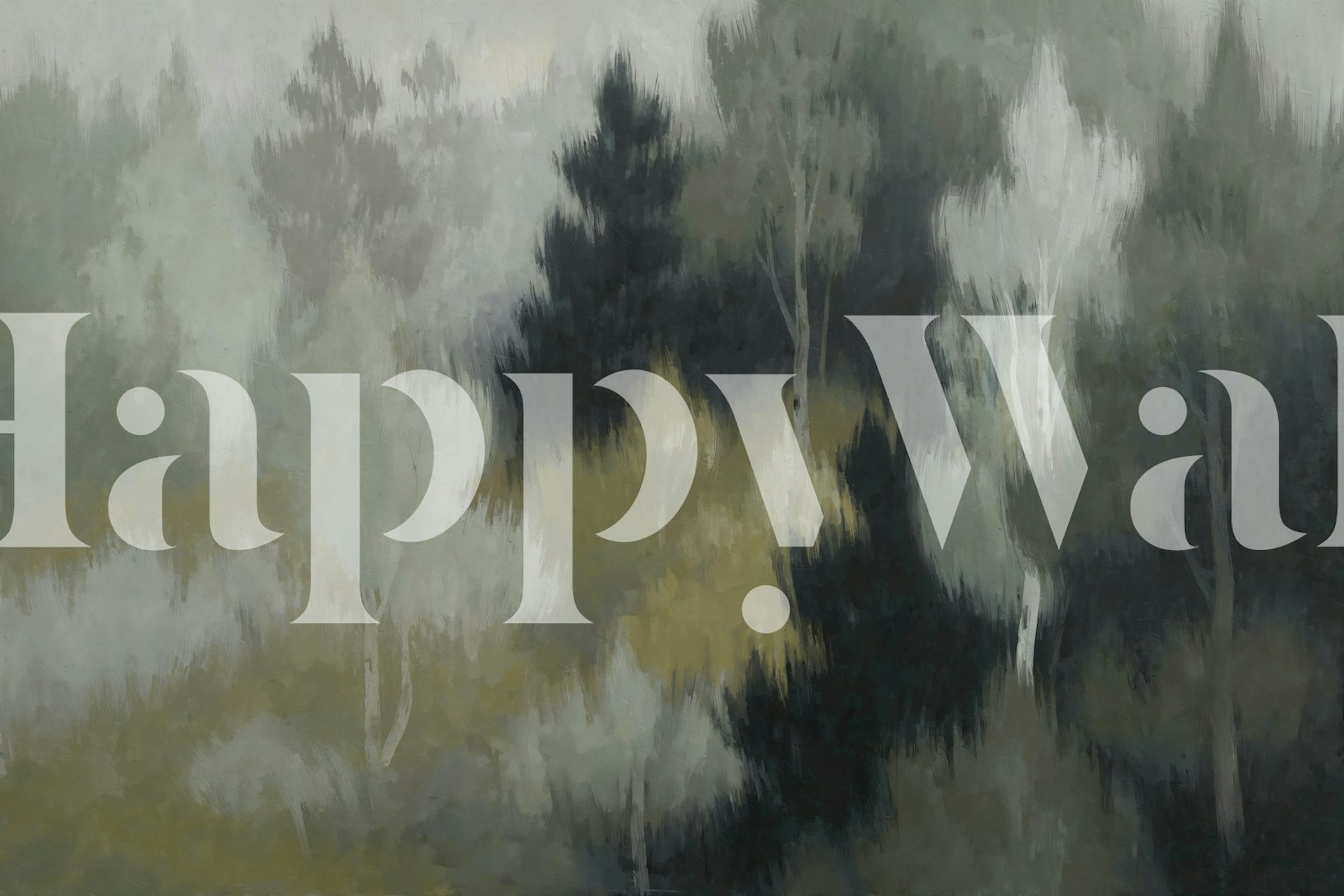 Moody abstract forest landscape wallpaper in a room