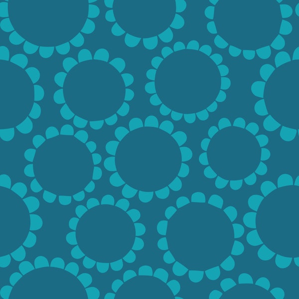 Daisy circles - turquoise on teal