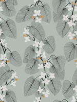 Japandi elegant tendrils sage green wallpaper