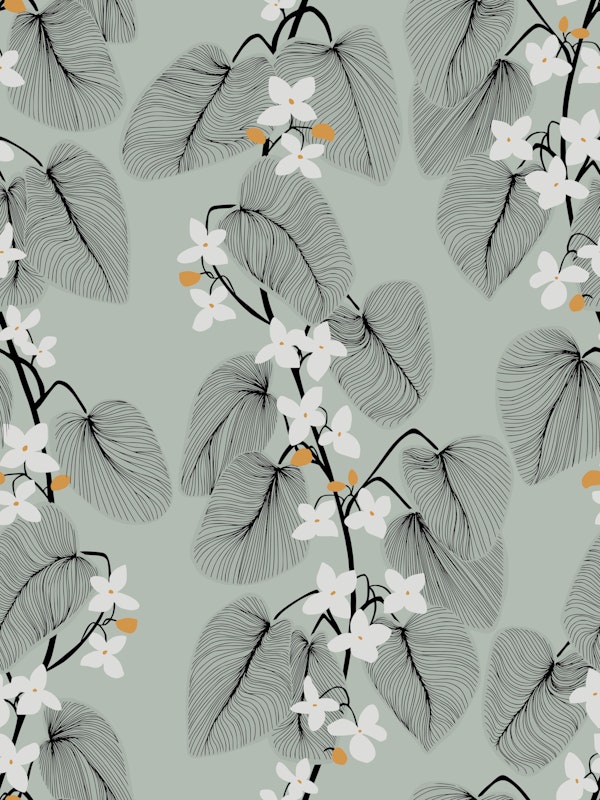 Japandi elegant tendrils sage green