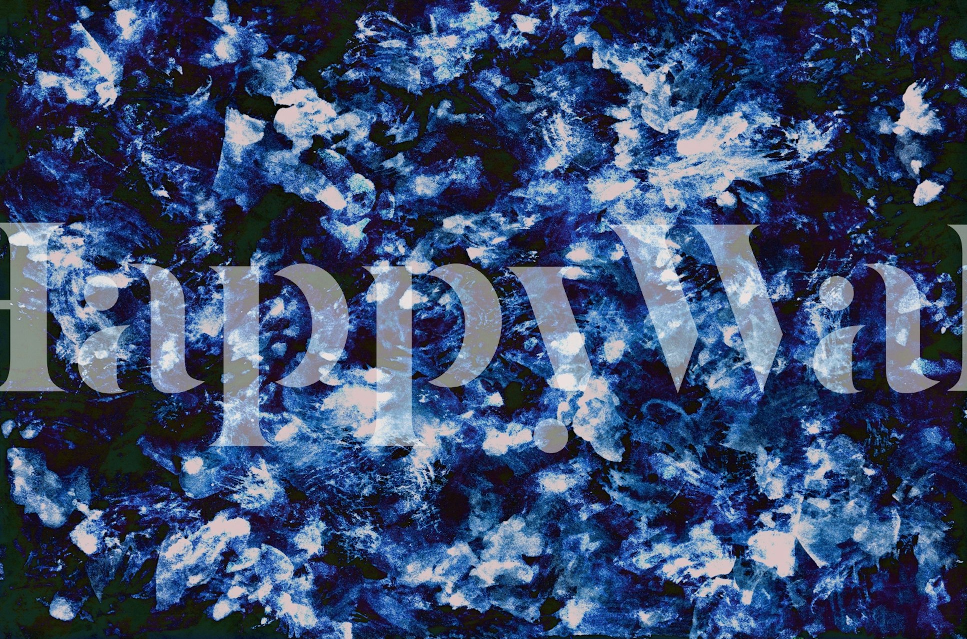 Indigo Tie Dye Cloudscape tapetti huoneessa