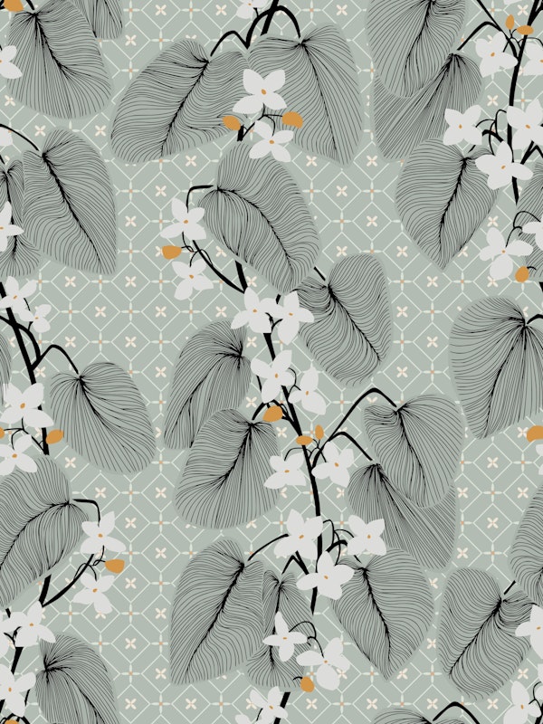 Japandi elegant tendrils patterned background