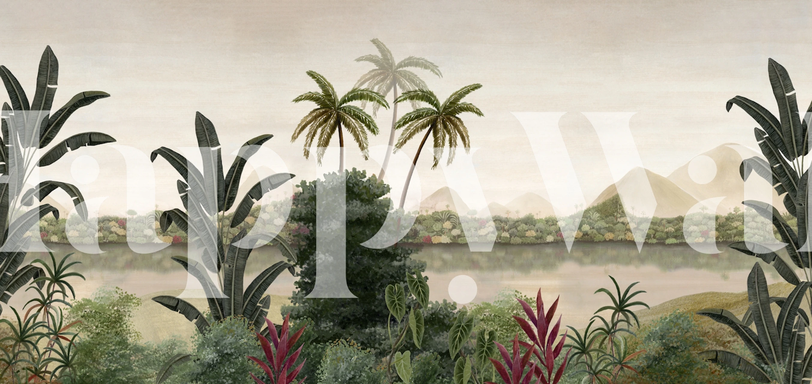 Tropical Lake behang in een kamersetting