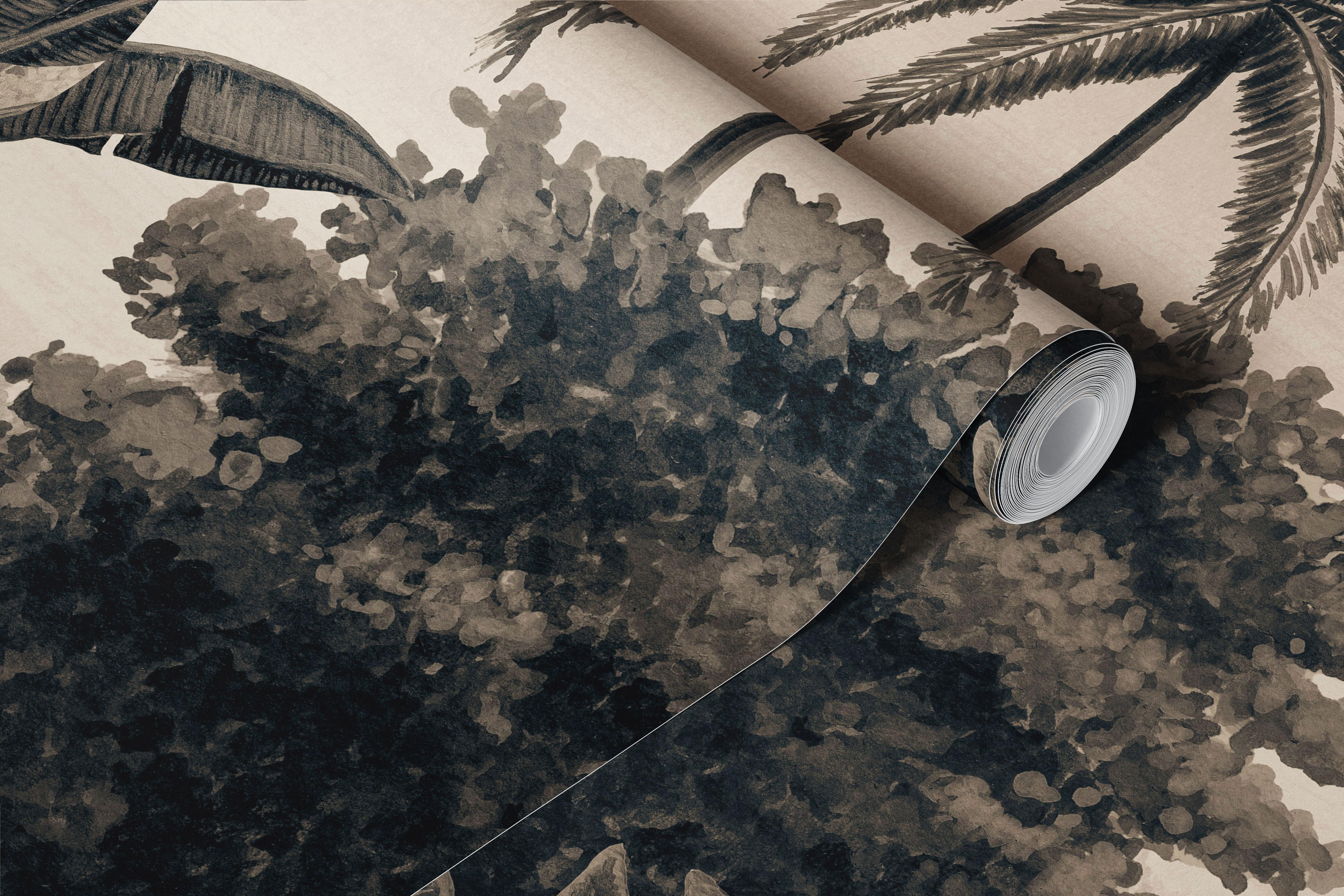 Vintage Tropical Lake wallpaper in a room